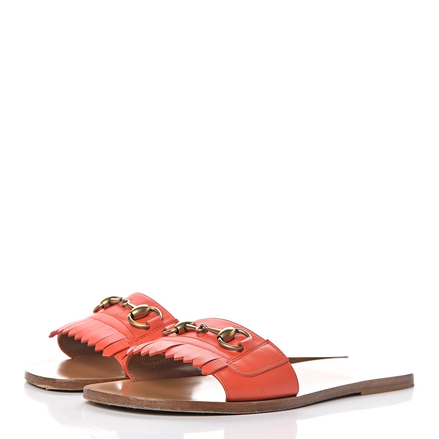 Malaga Kid Fringe Horsebit Slide Sandals 40 Orange