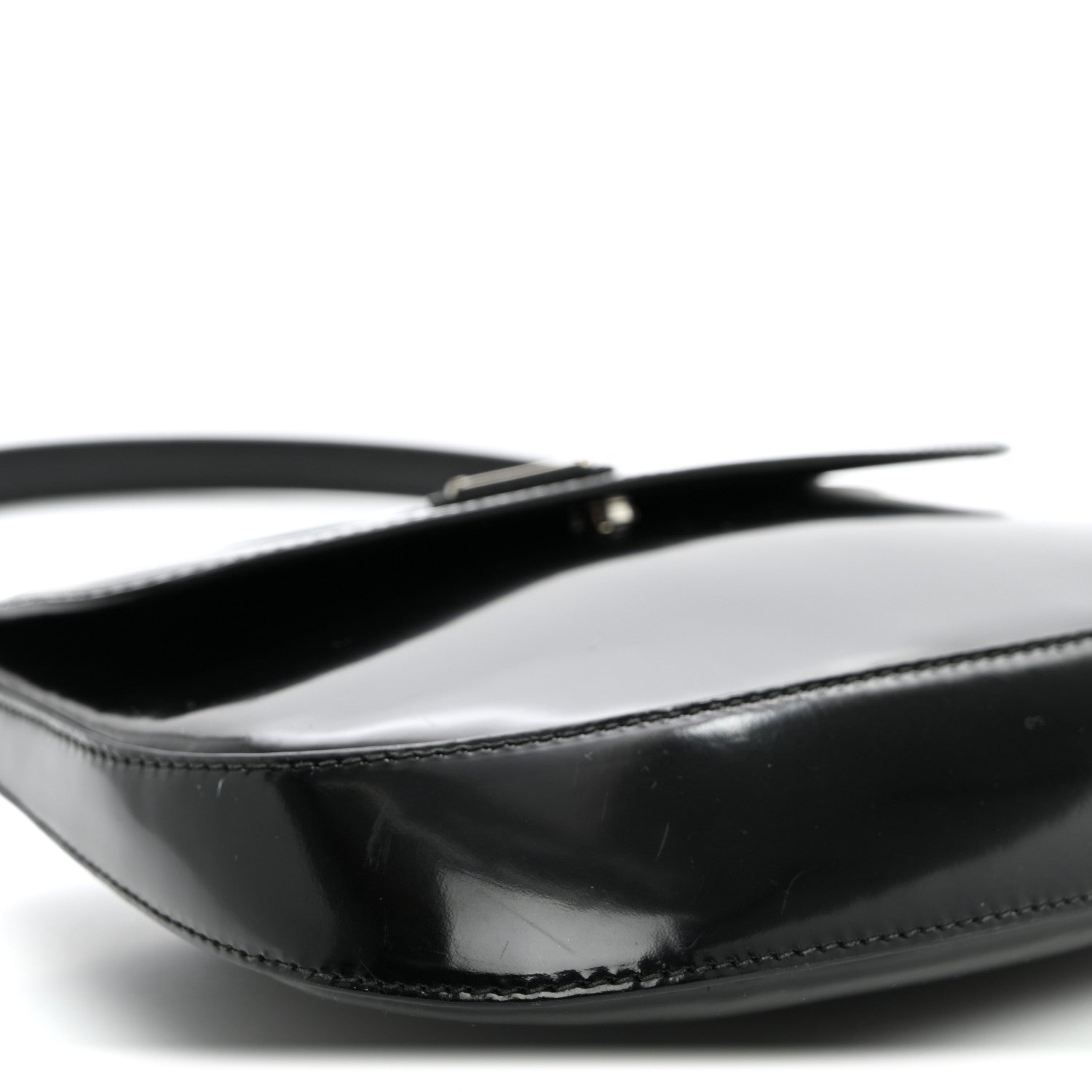 Prada Spazzolato Cleo Flap Shoulder Bag Black 7 of 8