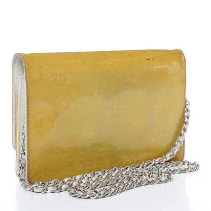 Chanel Patent Camellia Print Wallet On Chain WOC Yellow 3 of 17