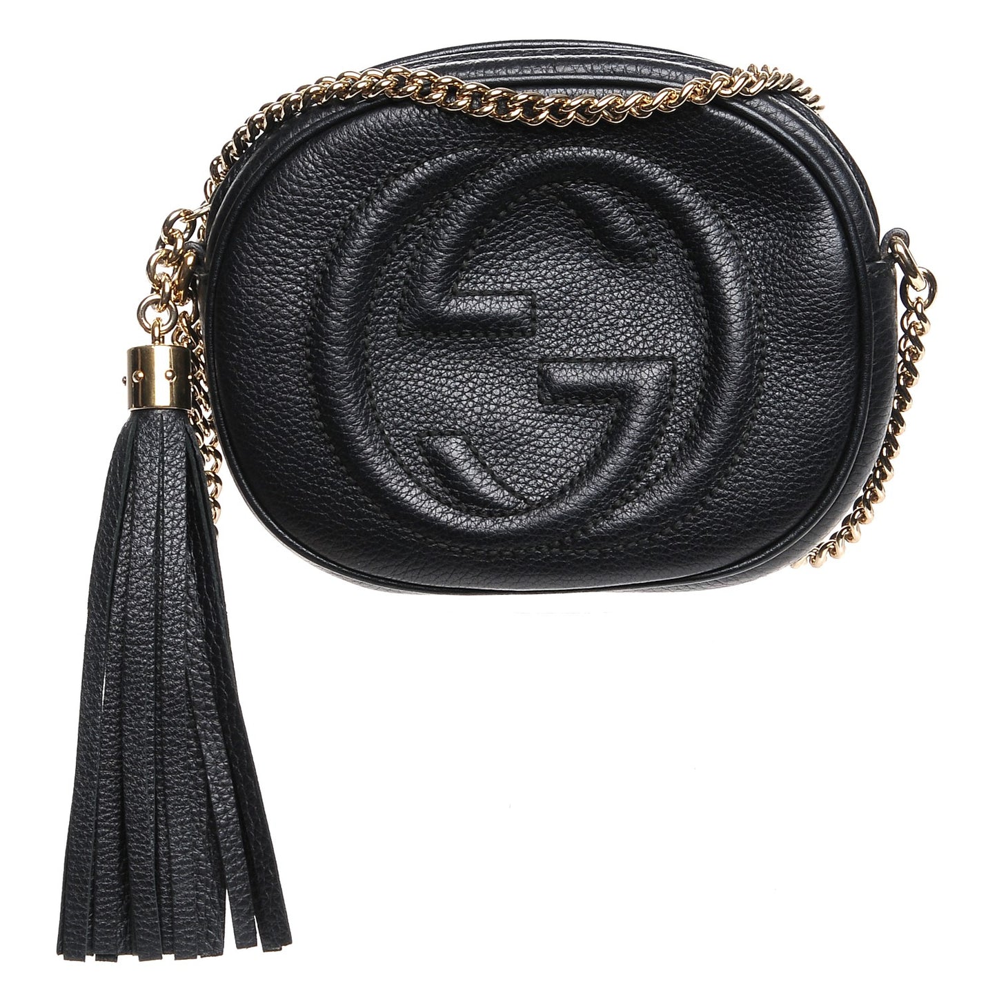 Pebbled Calfskin Mini Soho Chain Bag Black