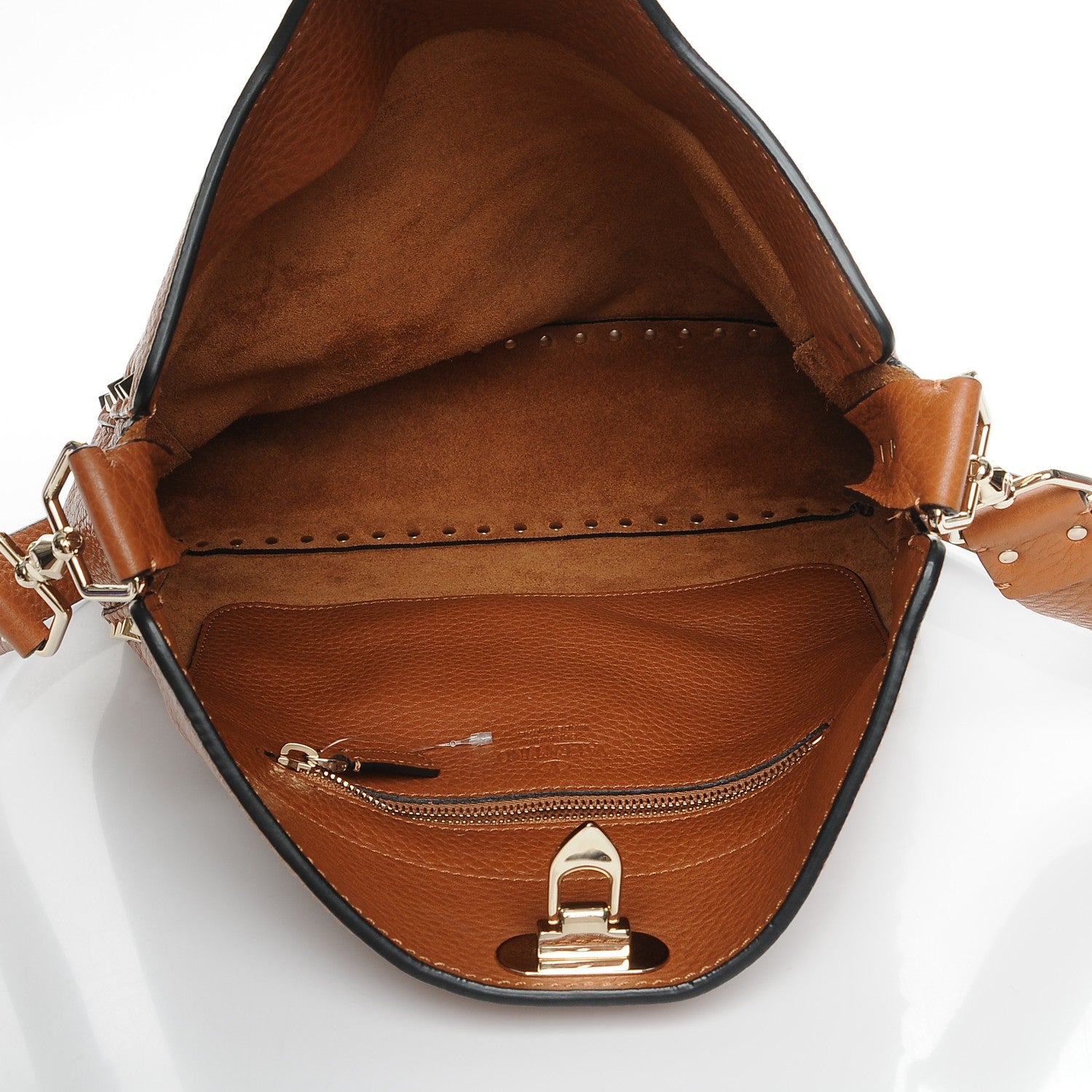 Valentino Garavani Pebbled Calfskin Large Rockstud Flip-Lock Messenger Bag Light Cuir 5 of 7