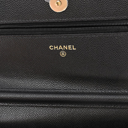 Chanel Caviar Quilted Crystal Enamel CC Wallet On Chain WOC Black 6 of 10