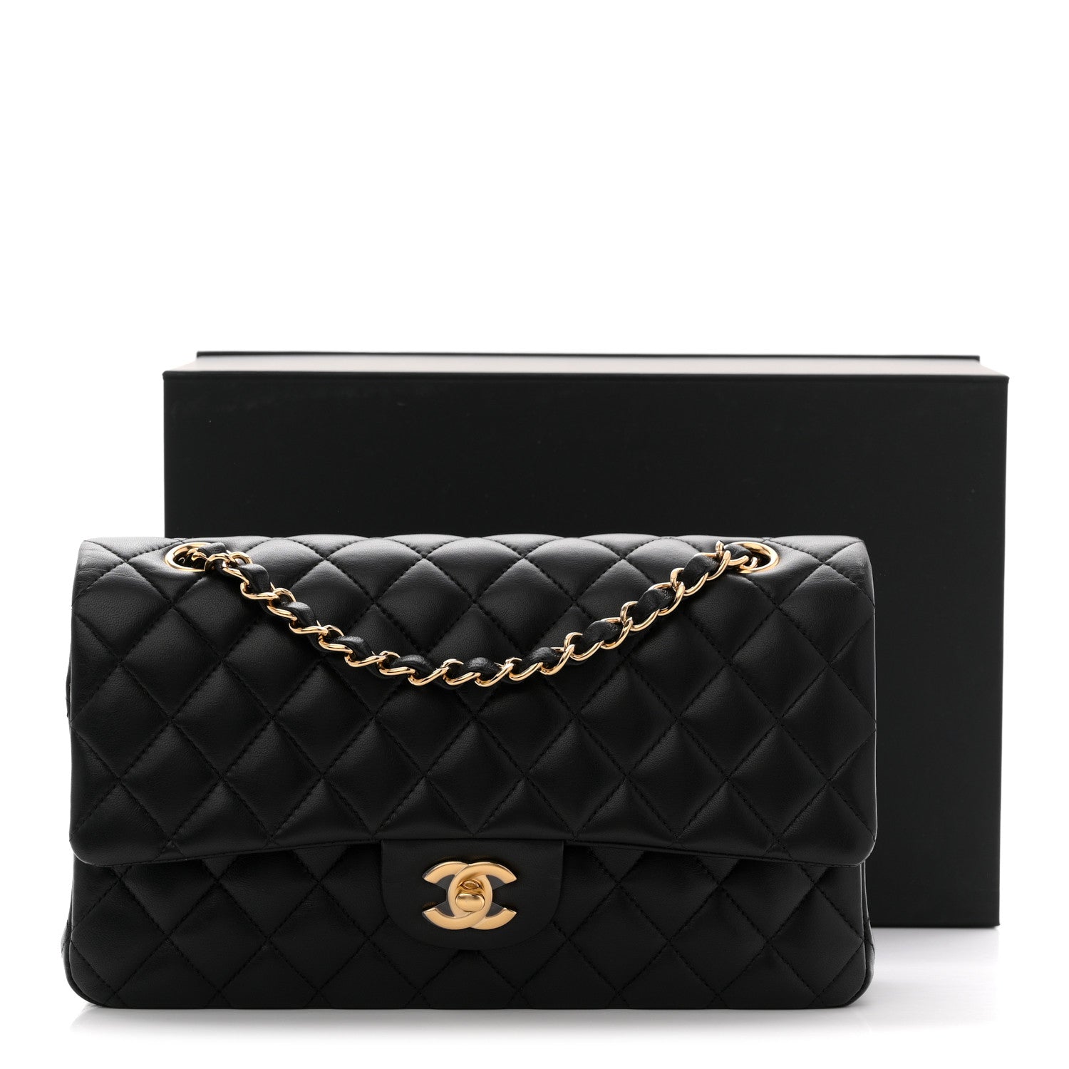 Chanel Lambskin Quilted Medium Double Flap Black 11 of 11