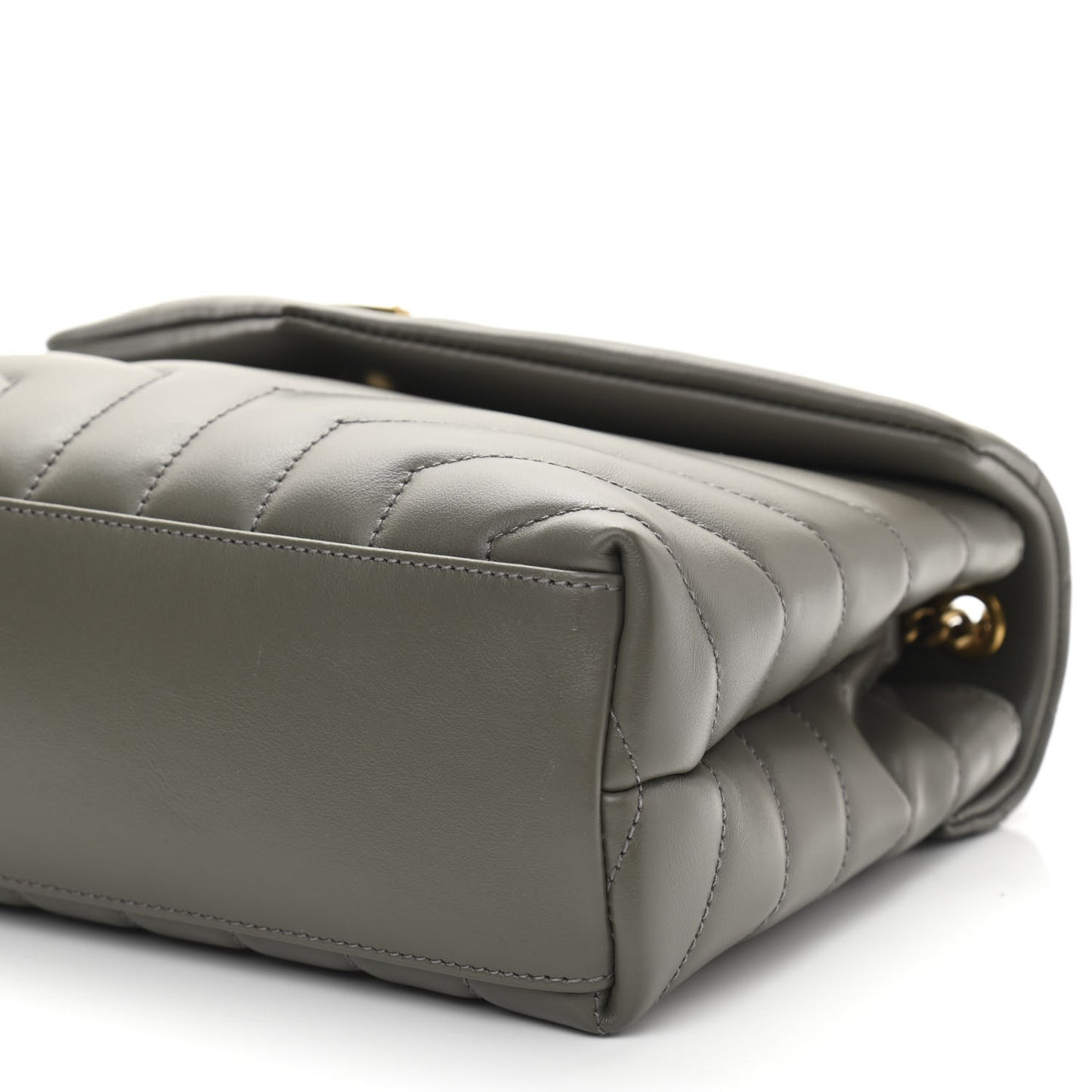 Calfskin Y Quilted Monogram Small Loulou Chain Satchel Taupe
