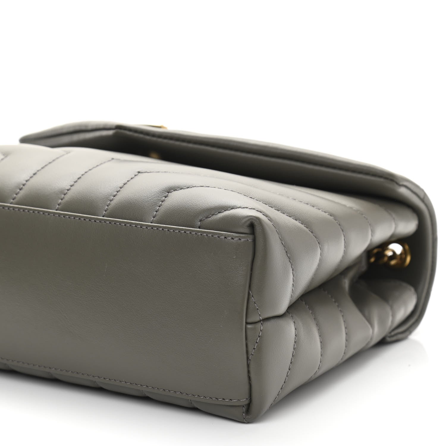 Saint Laurent Calfskin Y Quilted Monogram Small Loulou Chain Satchel Taupe 11 of 11