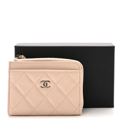 Chanel Caviar Quilted CC Zip Around Card Holder Beige 8 of 8