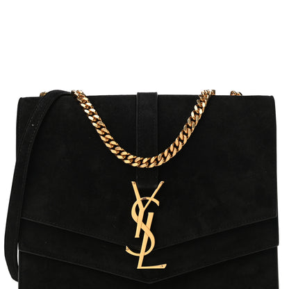 Saint Laurent Suede Sulpice Monogram Medium Shoulder Bag Black 8 of 16