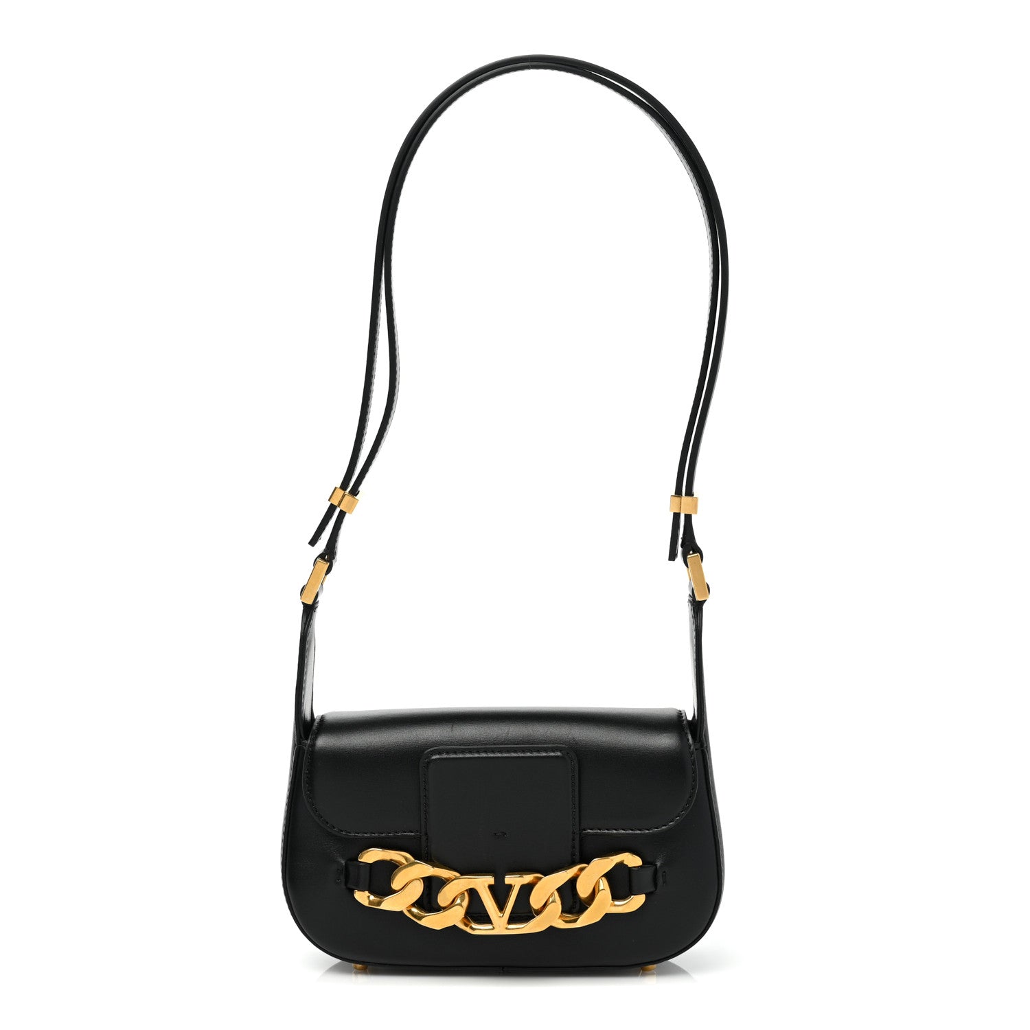 Valentino Garavani Calfskin Small Vlogo Chain Shoulder Bag Black 1 of 7