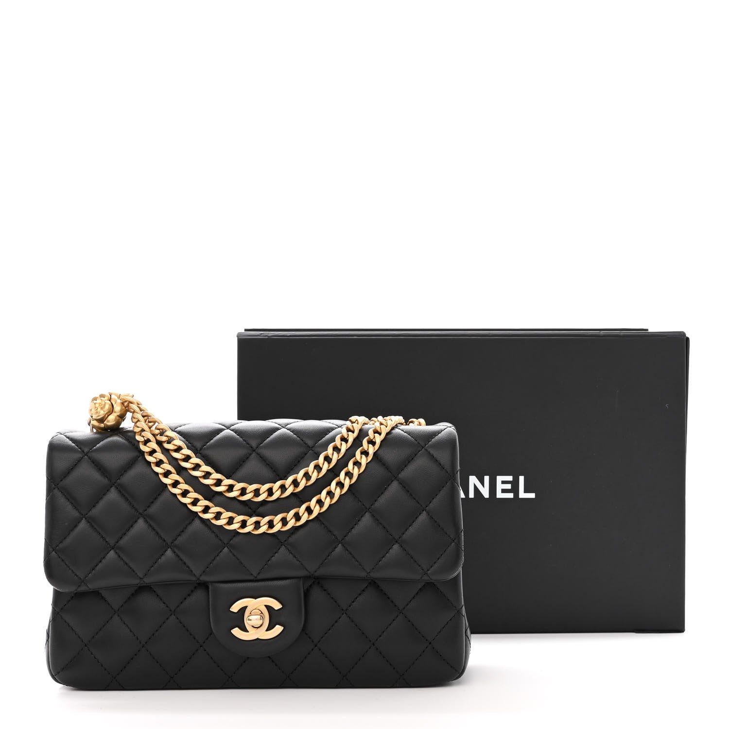 Chanel Lambskin Quilted Small Sweet Camellia Flap Black 11 of 11