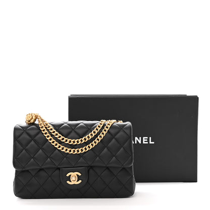 Chanel Lambskin Quilted Small Sweet Camellia Flap Black 11 of 11