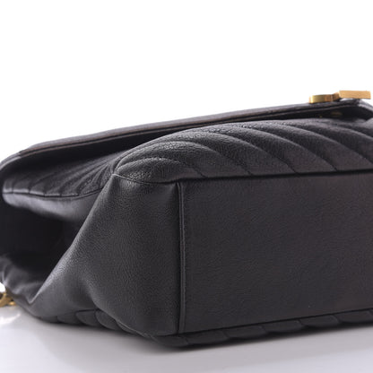 Saint Laurent Sheepskin Matelasse Chevron Monogram Large College Satchel Black 6 of 9