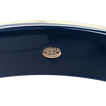Chanel Resin Logo Bangle Bracelet White Blue 4 of 4