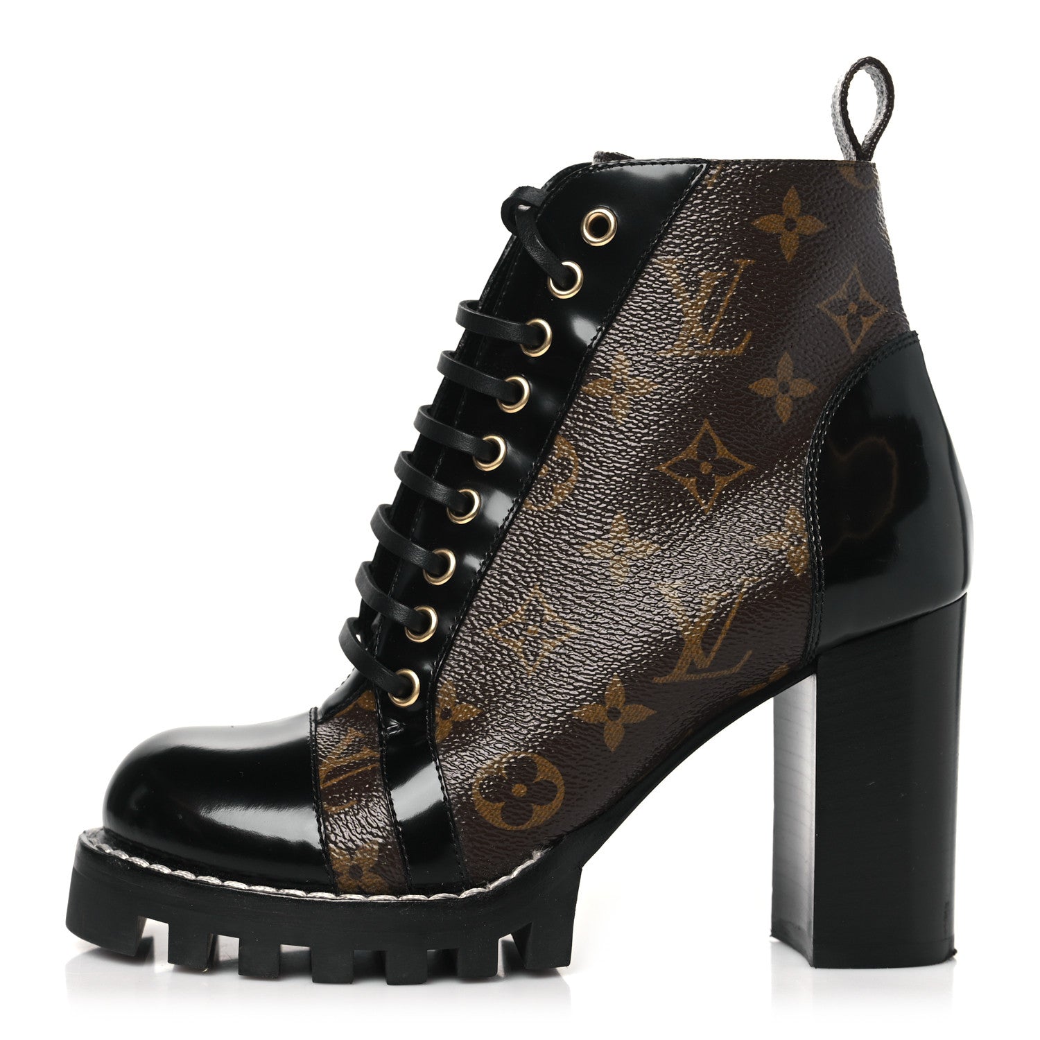 Louis Vuitton Patent Calfskin Monogram Star Trail Ankle Boots 36.5 Black 1 of 8
