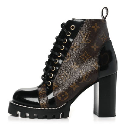 Louis Vuitton Patent Calfskin Monogram Star Trail Ankle Boots 36.5 Black 1 of 8
