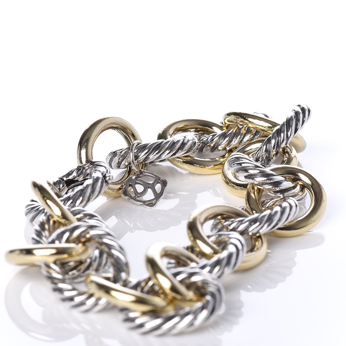 Sterling Silver 18K Yellow Gold 12mm Large Oval Link Bracelet
