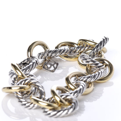 David Yurman Sterling Silver 18K Yellow Gold 12mm Large Oval Link Bracelet 6 of 6