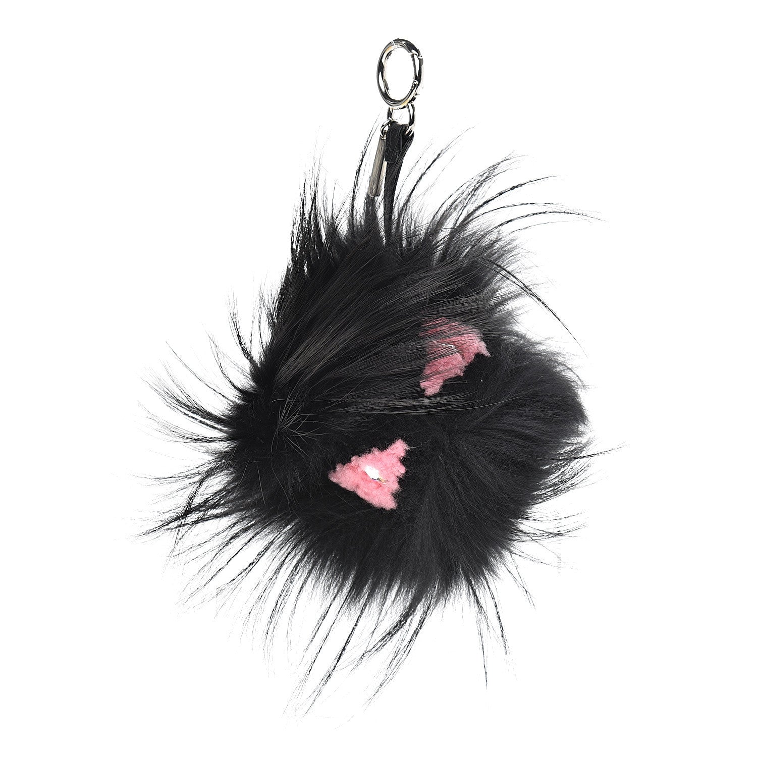 Fendi Fox Fur Shearling Crystal Pinky Punky Monster Bag Bug Charm Black Bubblegum 1 of 5