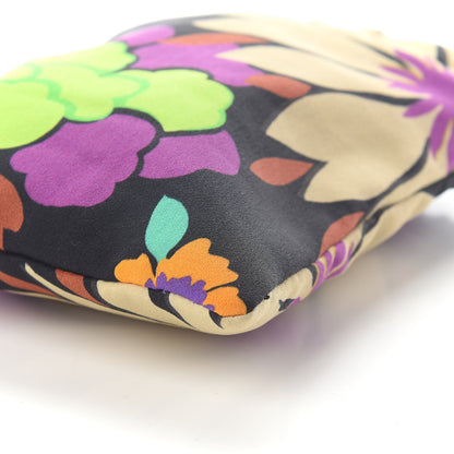 Saint Laurent Satin Floral Print Mini Pochon Drawstring Pouch Black Multicolor 9 of 9
