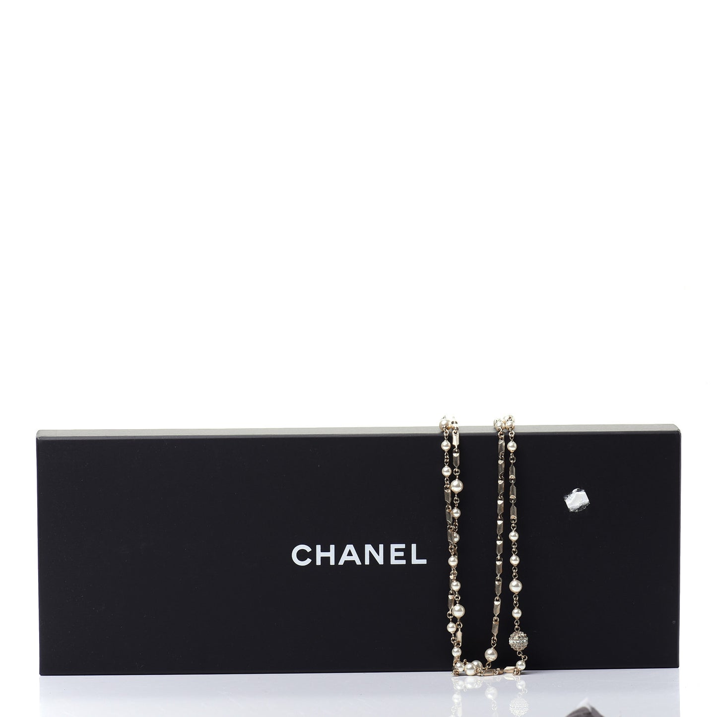 Pearl Crystal CC Multi Strand Long Necklace Gold