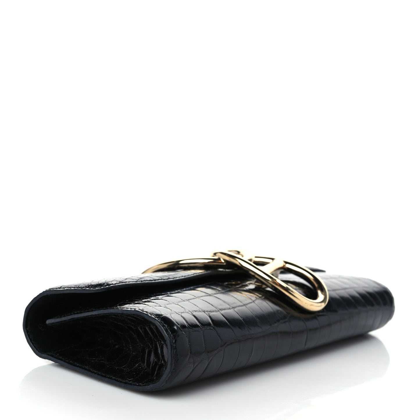 Shiny Niloticus Crocodile Egee Clutch Black