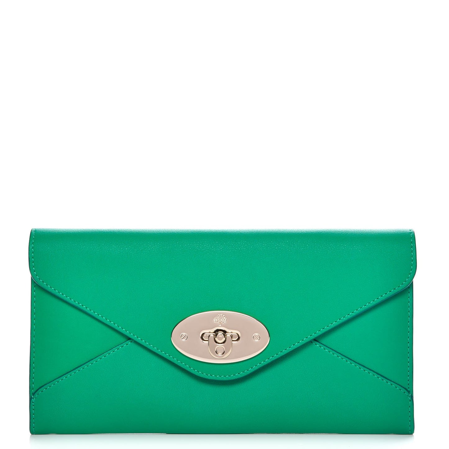Silky Classic Calfskin Envelope Long Wallet Jungle Green