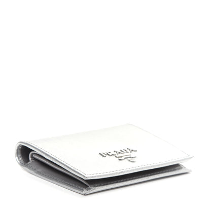 Prada Metallic Vitello Move Bi-Fold Wallet Cromo 4 of 8