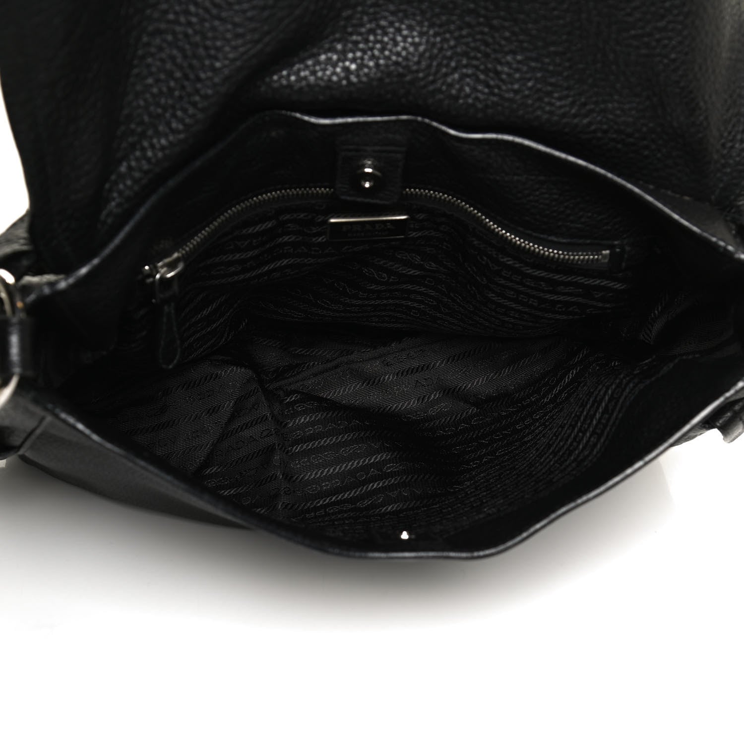 Prada Vitello Daino Flap Shoulder Bag Black 7 of 11