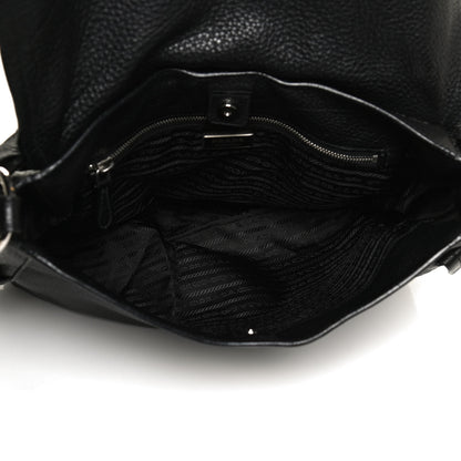 Prada Vitello Daino Flap Shoulder Bag Black 7 of 11