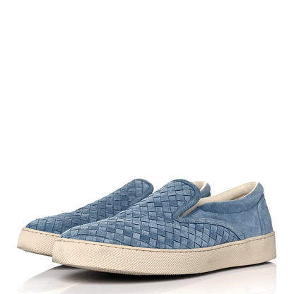 Bottega Veneta Nappa Intrecciato Suede Mens Slip On Sneakers 43.5 Blue 3 of 8