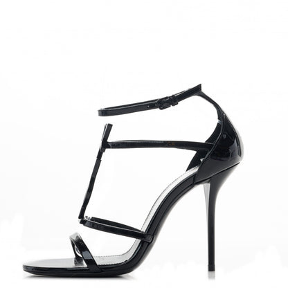 Saint Laurent Patent Calfskin Cassandra 110 Sandals 37 Black 1 of 8