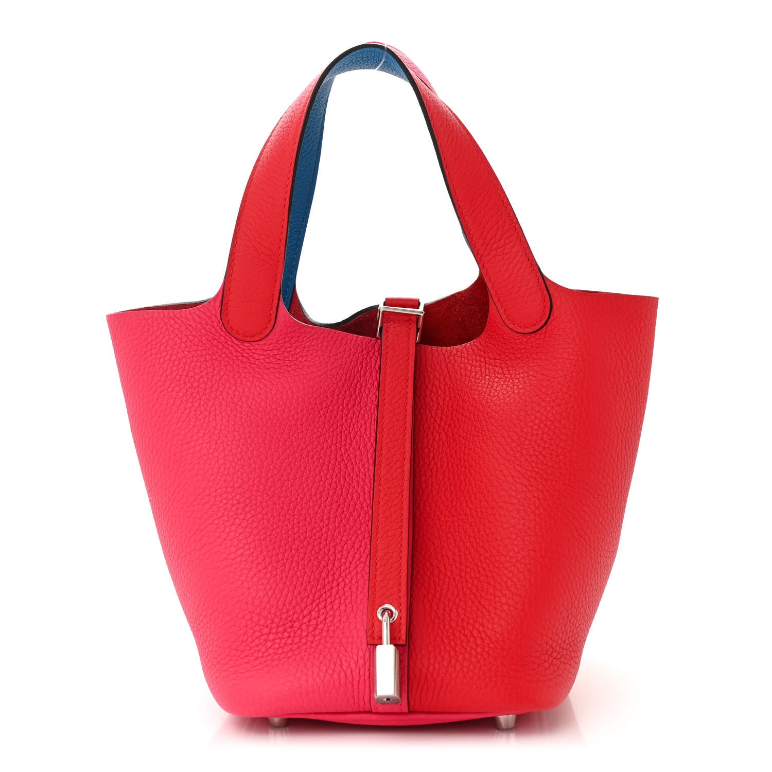 Hermes Taurillon Clemence Tri-Color Picotin Lock 18 PM Rouge Coeur Rose Extreme Bleu Zanzibar 1 of 11
