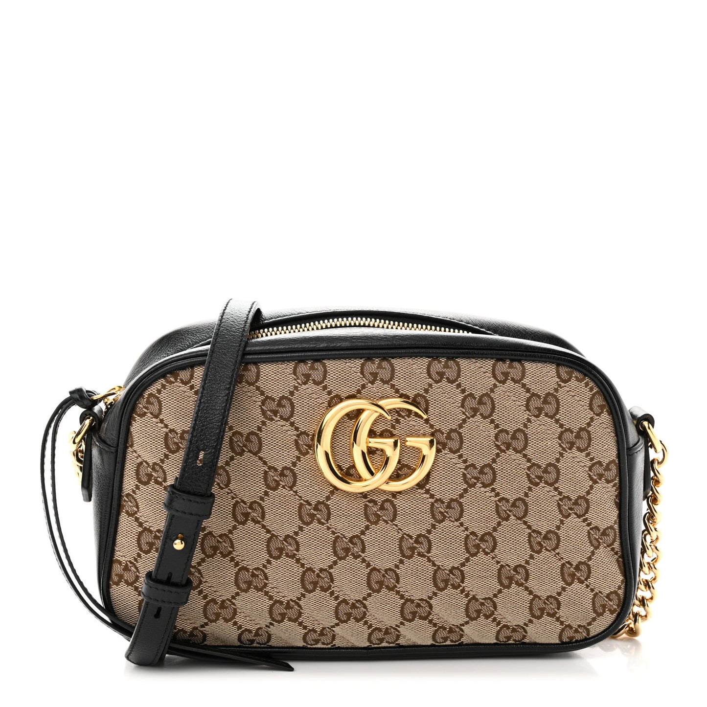 Monogram Matelasse Diagonal Small GG Marmont Chain Shoulder Bag Beige Black