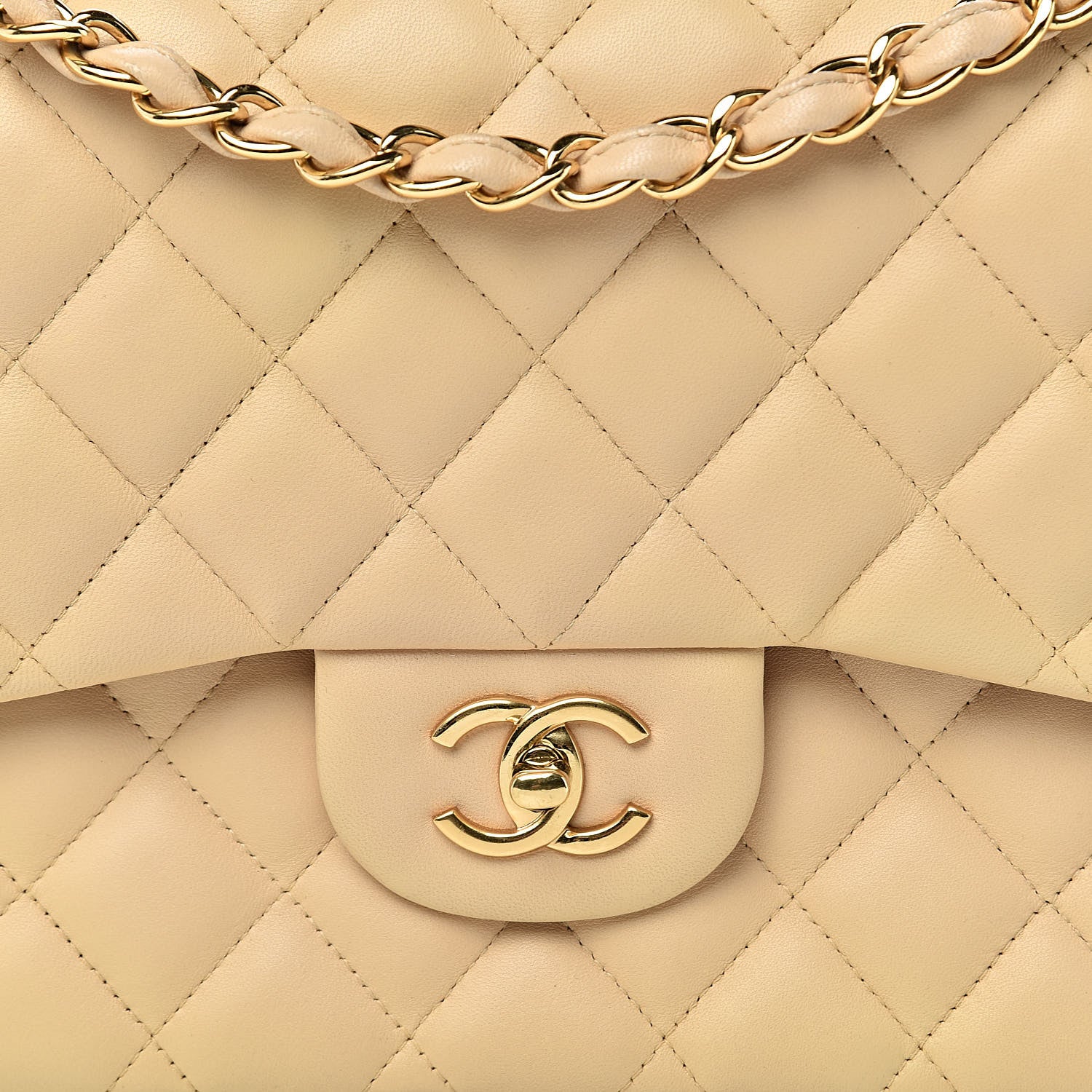 Chanel Lambskin Quilted Jumbo Double Flap Beige Clair 12 of 12