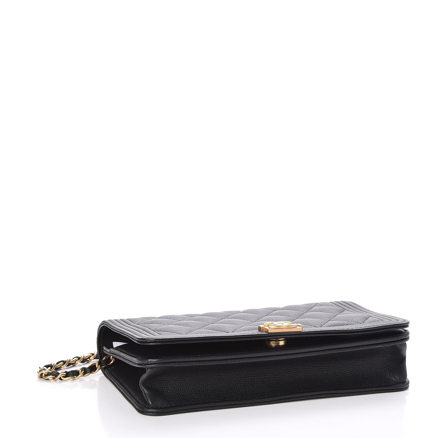 Caviar Quilted Boy Wallet On Chain WOC Black