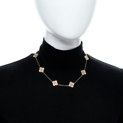 Van Cleef & Arpels 18K Yellow Gold 10 Motifs Guilloche Vintage Alhambra Necklace 2 of 6