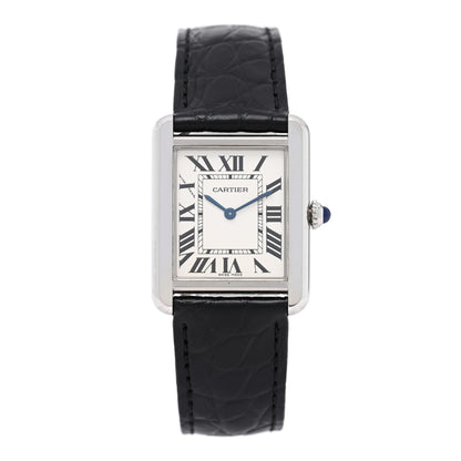 Cartier Stainless Steel Alligator 24mm Tank Solo Quartz Watch 1 of 4