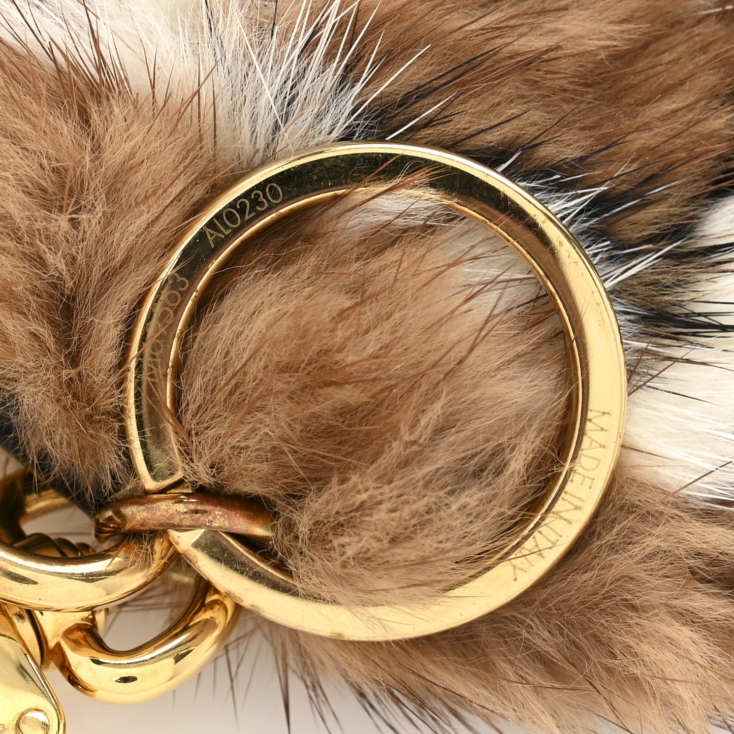 Fur Bag Charm Key Holder Brown