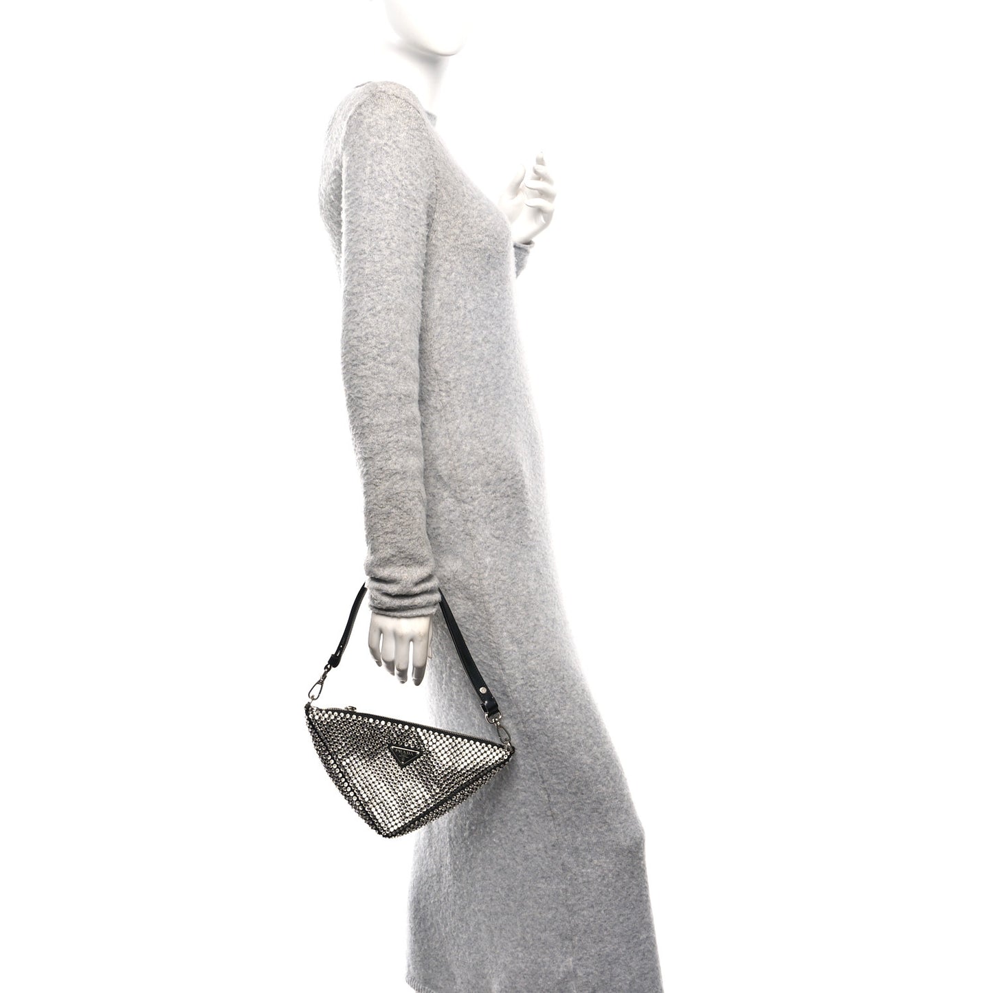 Satin Crystal Triangle Pouch Cristal