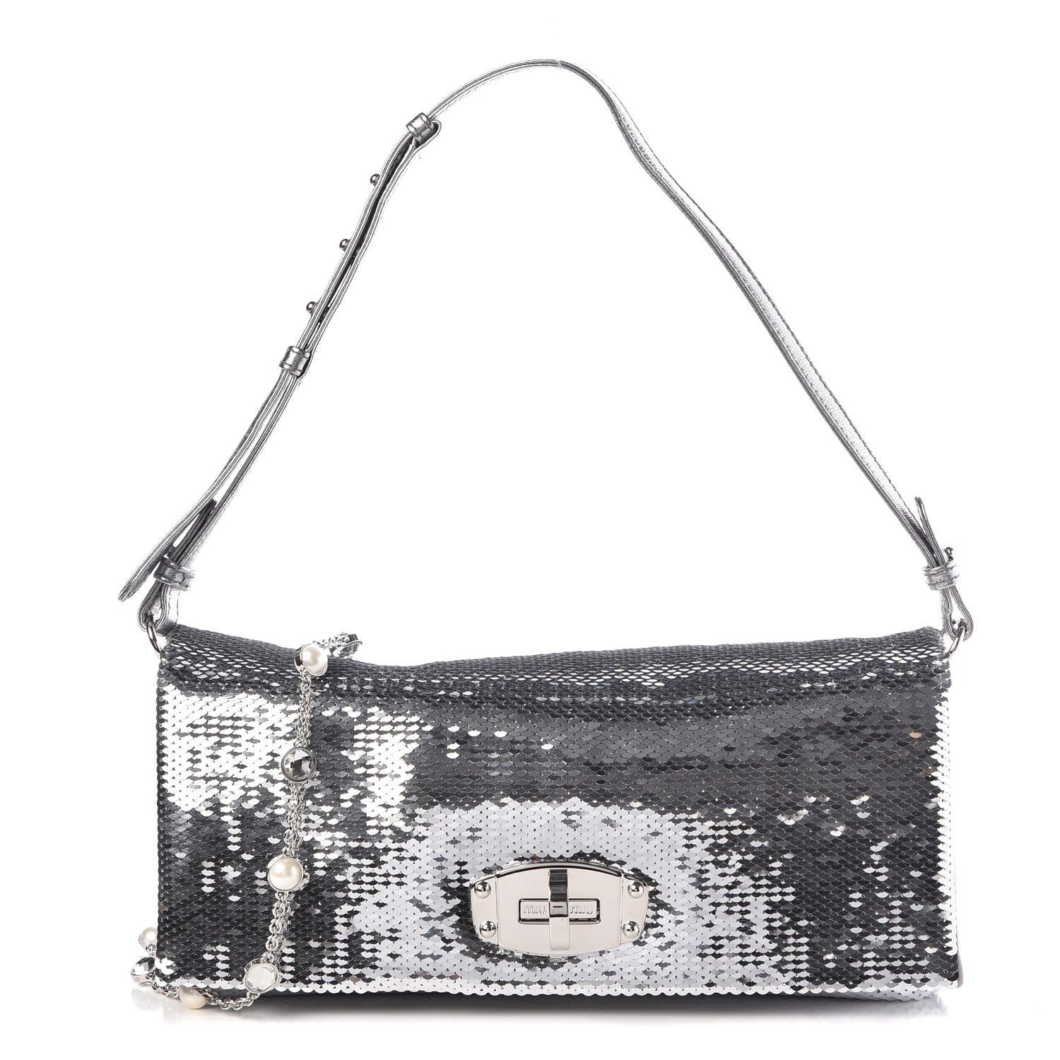 Miu Miu Paillettes Sequin Flap Silver 1 of 9