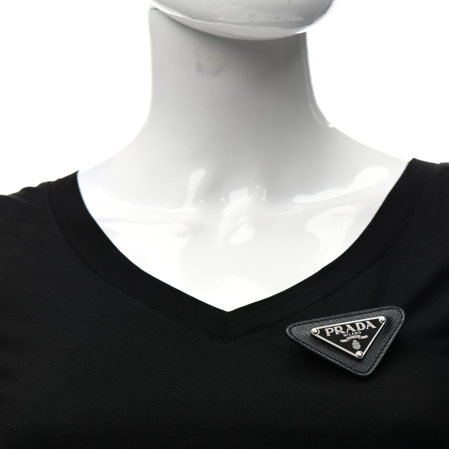 Prada Saffiano Enamel Logo Triangle Pin Black 1087399 – FASHIONPHILE
