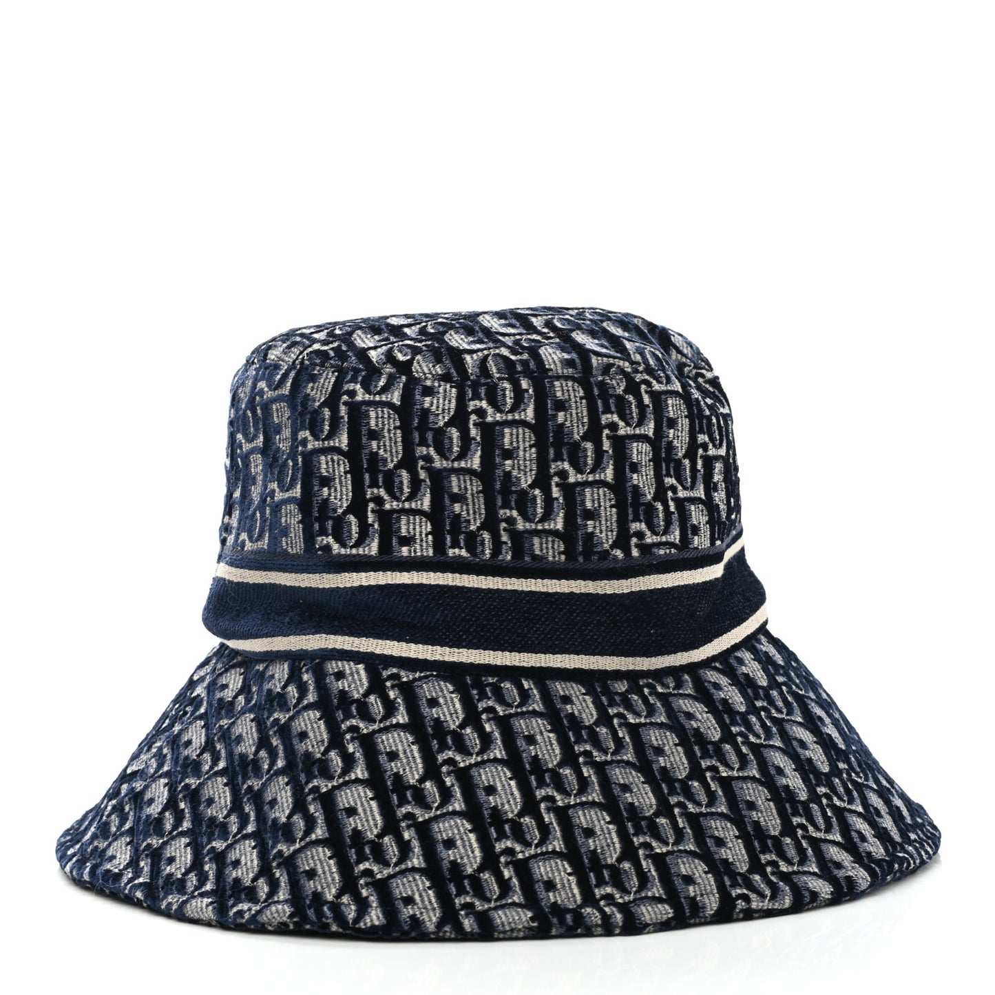 Velvet Oblique Large Brim Bucket Hat 58 Bleu Marine