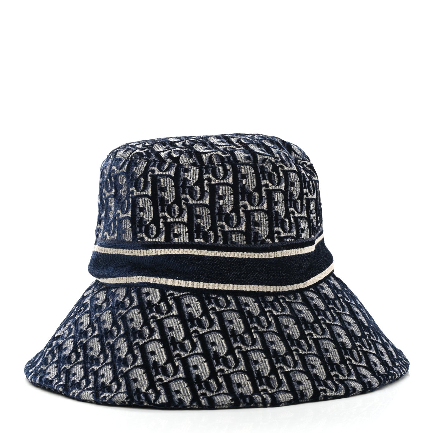 Christian Dior Velvet Oblique Large Brim Bucket Hat 58 Bleu Marine 6 of 9