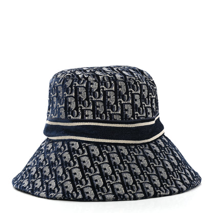 Christian Dior Velvet Oblique Large Brim Bucket Hat 58 Bleu Marine 6 of 9