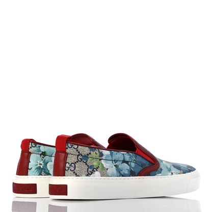 Gucci GG Supreme Monogram Blooms Womens Slip On Sneakers 38 Beige Blue Navy Red 4 of 8