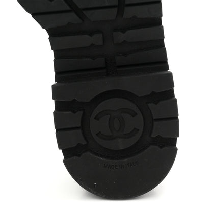 Chanel Grained Calfskin Shiny Calfskin CC Lace Up Combat Boots 36.5 Black 7 of 10