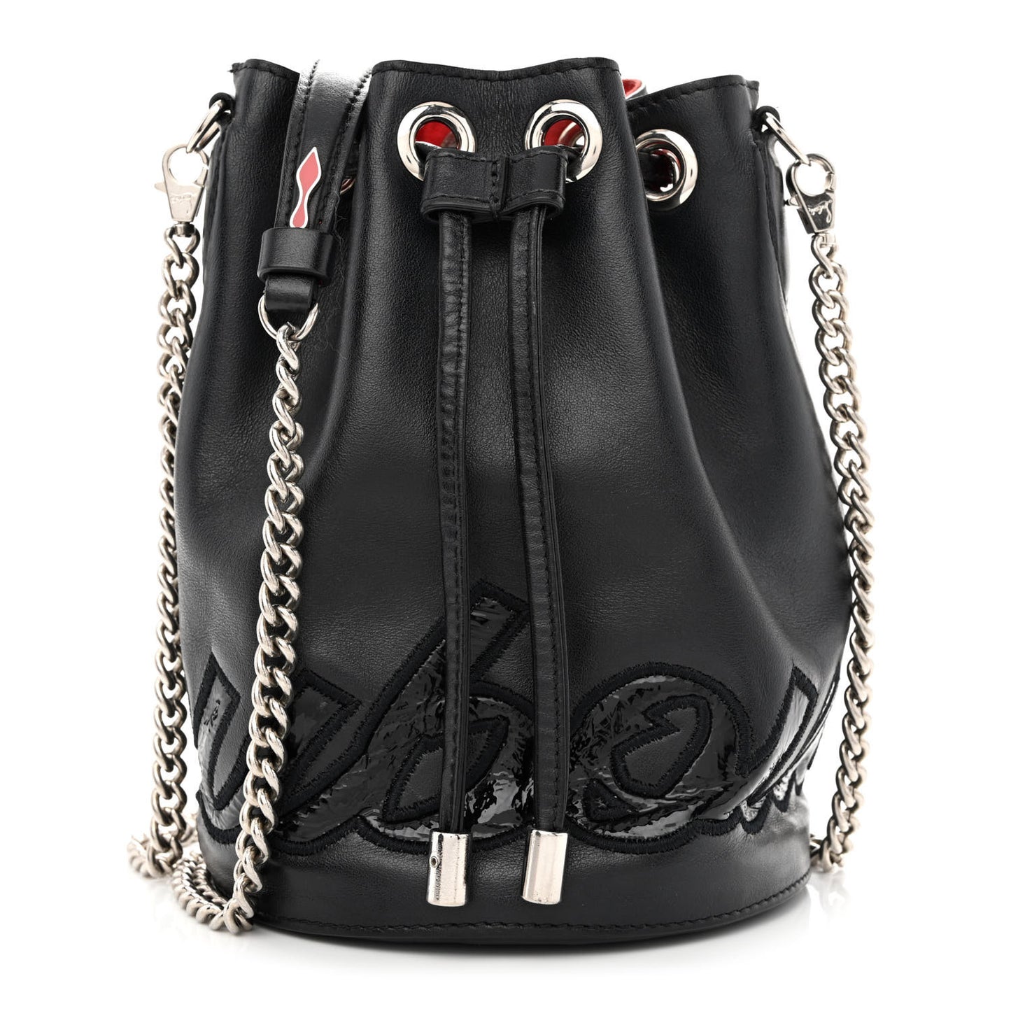 Calfskin Sequin Marie Jane Bucket Black