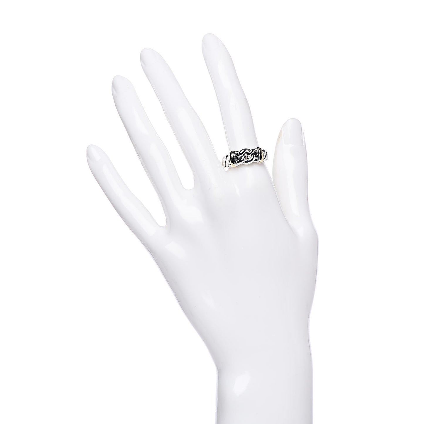 Sterling Silver 18K Yellow Gold Metro Chain Ring 54 6.75