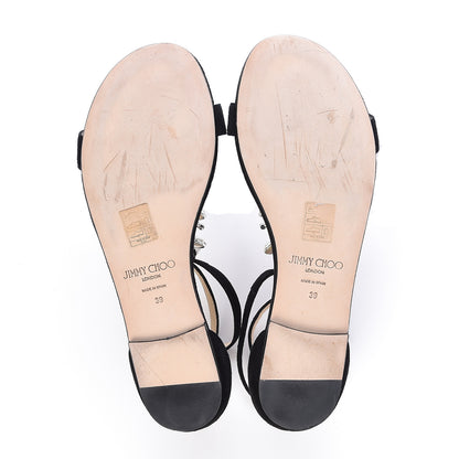 Jimmy Choo Suede Crystal Sandal 39 Black 5 of 9