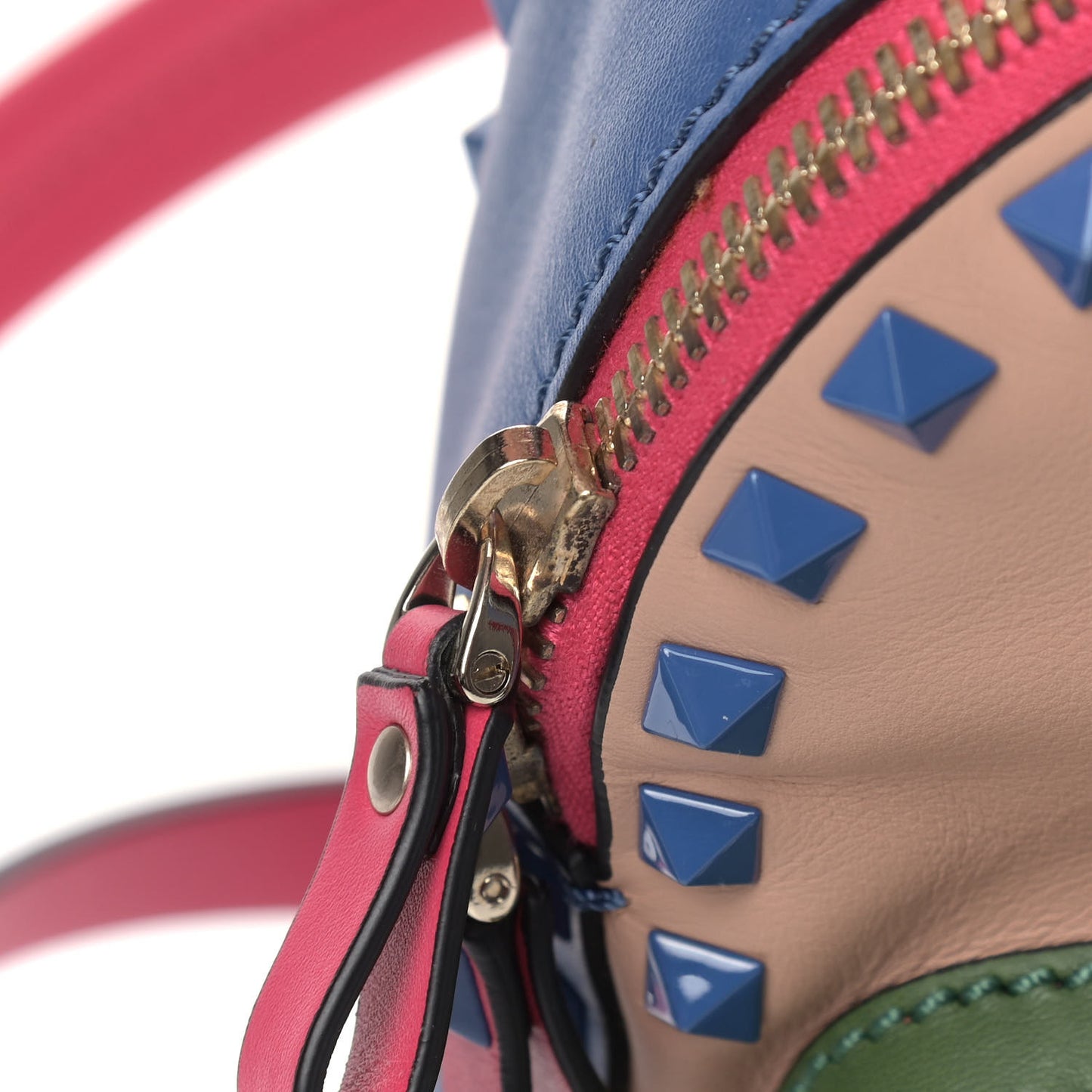 Calfskin Colorblock Mini Rockstud Backpack Skin Sorbet Indaco Green Deep Fuxia