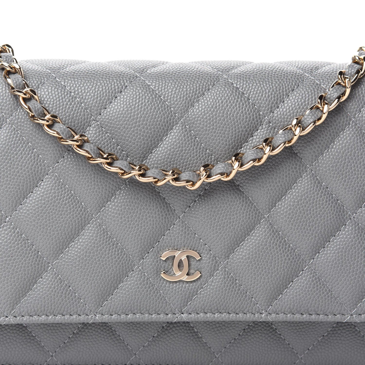 Chanel Caviar Quilted Wallet On Chain WOC Grey 11 of 11